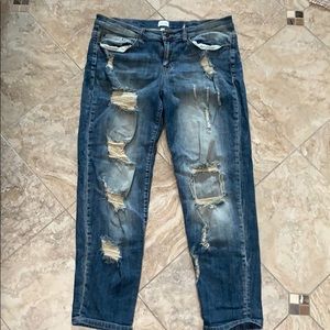Distressed boyfriend jeans